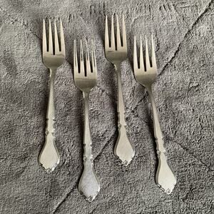 Stanley Roberts DORCHESTER Stainless Rogers Burnished Flatware Salad Fork 4 Lot